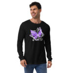 Three butterfly black unisex longsleeve tee