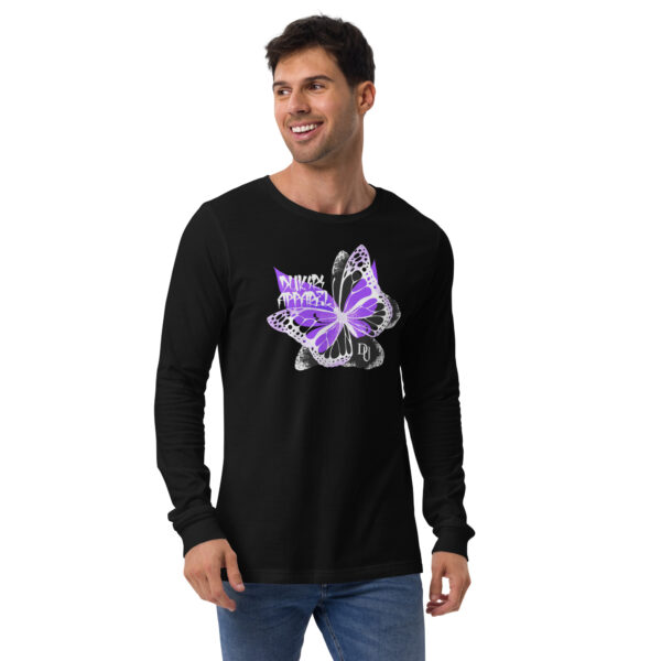 Three butterfly black unisex longsleeve tee