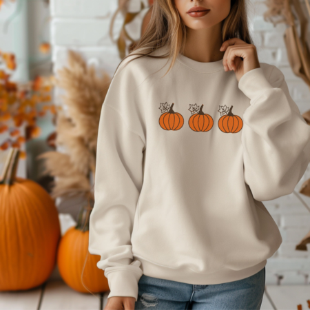 beige sweater with pumpkins