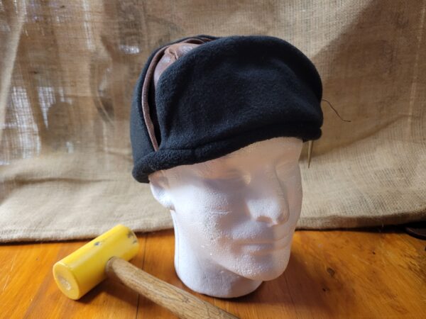Adult Handmade leather and fleece Trapper hat, trapper hat, lined trapper hat