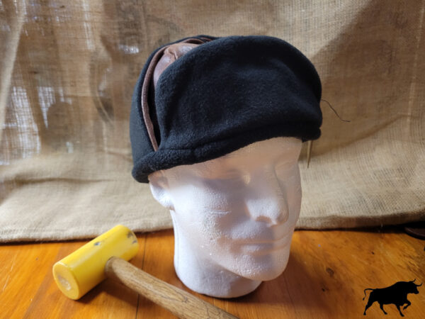 Adult Handmade leather and fleece Trapper hat, trapper hat, lined trapper hat