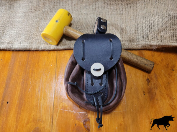 Handmade brown leather belt sporran