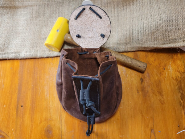 Handmade brown leather belt sporran