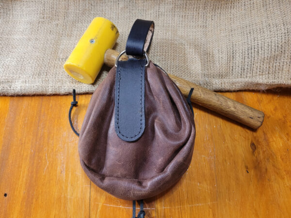 Handmade brown leather belt sporran