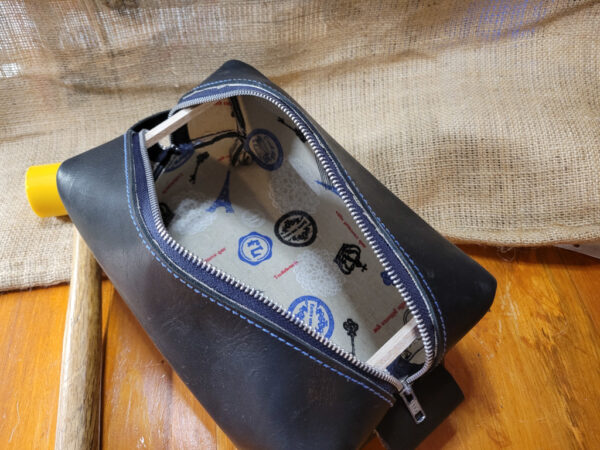 Hand made leather Dopp kit, shaving bag