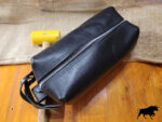 Hand made leather Dopp kit, shaving bag black