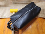Hand made leather Dopp kit, shaving bag black