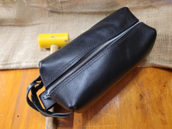 Hand made leather Dopp kit, shaving bag black