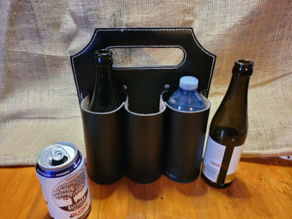 Hand made leather drink carrier, 6 pack carrier