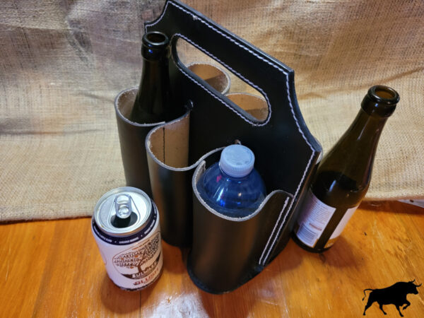 Hand made leather drink carrier, 6 pack carrier