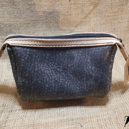 Hand made reptile print cosmetic bag
