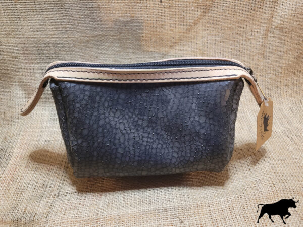 Hand made reptile print cosmetic bag