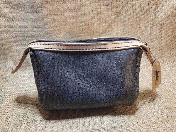 Hand made reptile print cosmetic bag