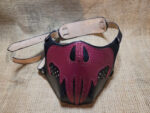 Hand made leather biker style mask, Red skull, punisher style skull