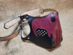 Hand made leather biker style mask, Red skull, punisher style skull