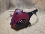Hand made leather biker style mask, Red skull, punisher style skull