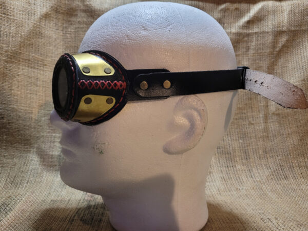 Hand made leather, brass and clear acrylic Steam punk style glasses
