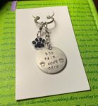 ‘dog hair don’t care’ hand stamped keychain