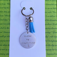 ‘fueled by gratitude’ hand stamped keychain