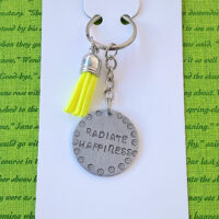 ‘radiate happiness’ hand stamped keychain