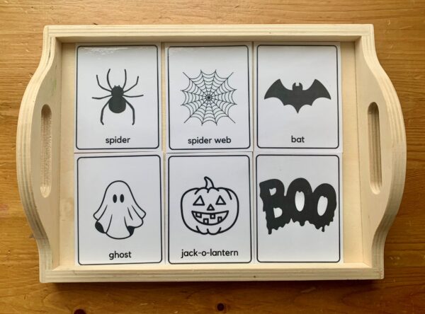 Halloween Loose Parts Set with Black and White Flashcards