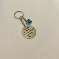 ‘sorry I can’t, I have plans with my dog’ hand stamped keychain