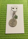 ‘home is where my dog is’ hand stamped keychain