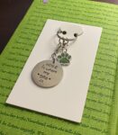 ‘home is where my dog is’ hand stamped keychain