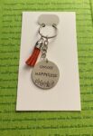 ‘choose happiness’ hand stamped keychain