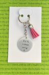 ‘zen vibes only’ hand stamped keychain