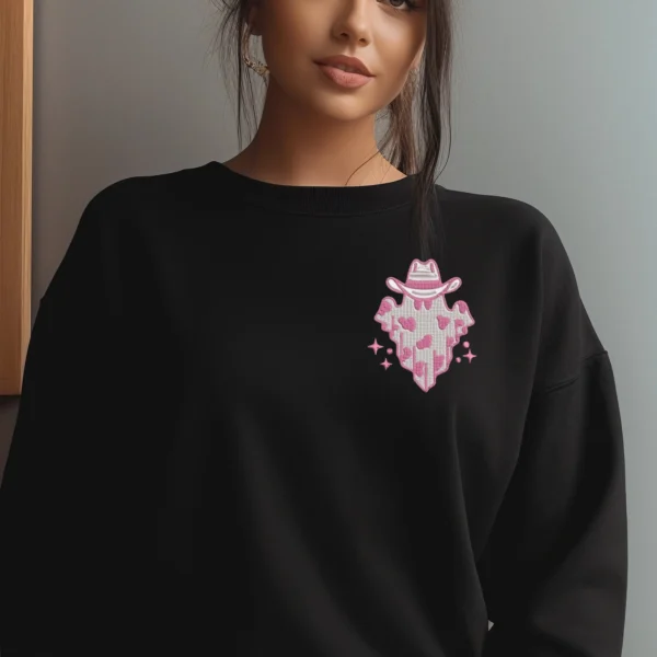 Cowboy Ghost with Hat Sweater Embroidered Shirt