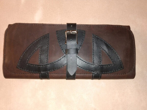 Trifold Artist Tool Roll, Leather artist roll, handmade leather roll, celtic knot tool roll, leather celtic tool roll