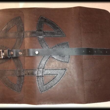 Trifold Artist Tool Roll, Leather artist roll, handmade leather roll, celtic knot tool roll, leather celtic tool roll