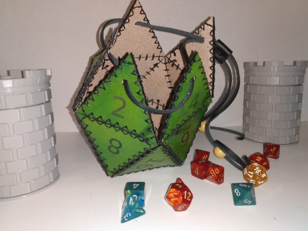 D20 die bag, D20 dungeon and dragons, dice bag, hand made d20