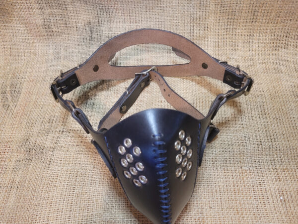 Hand made leather Steampunk Mask, black with silver eyelets