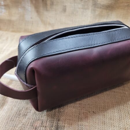 Hand made leather Dopp kit, shaving bag - Motorcycle