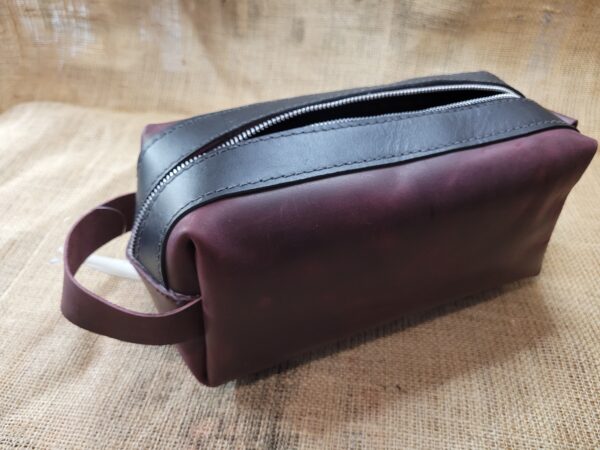 Hand made leather Dopp kit, shaving bag - Motorcycle