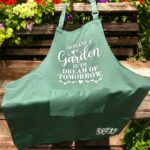 Garden Apron with Pockets - Green with Charming Design Choices