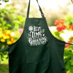 Garden Apron with Pockets - Green with Charming Design Choices