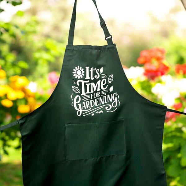 Garden Apron with Pockets - Green with Charming Design Choices