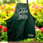 Garden Apron with Pockets - Green with Charming Design Choices