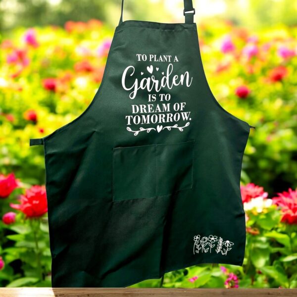 Garden Apron with Pockets - Green with Charming Design Choices