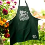 Garden Apron with Pockets - Green with Charming Design Choices