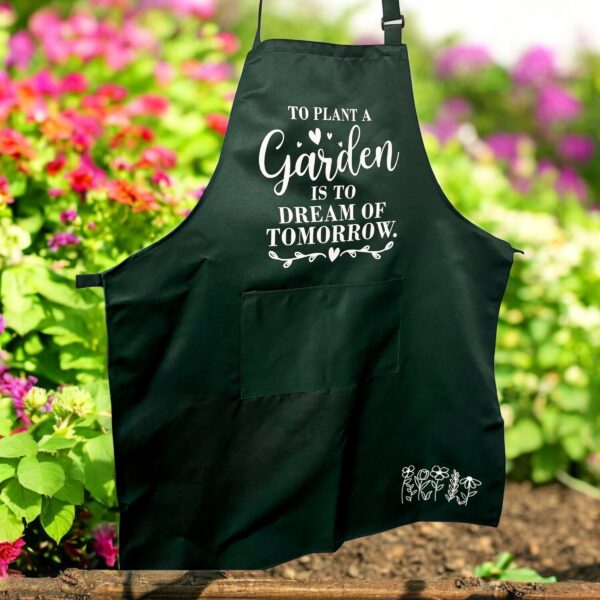 Garden Apron with Pockets - Green with Charming Design Choices