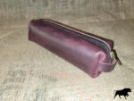 Hand made leather pencil case - reddish brown