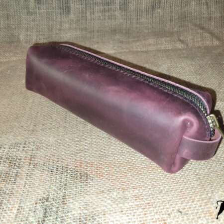 Hand made leather pencil case - reddish brown