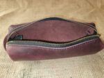 Hand made leather pencil case - reddish brown