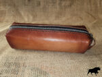 Hand made leather pencil case - light brown