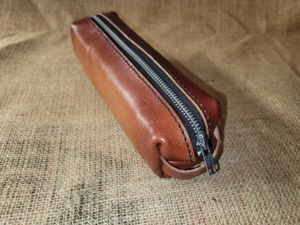 Hand made leather pencil case - light brown