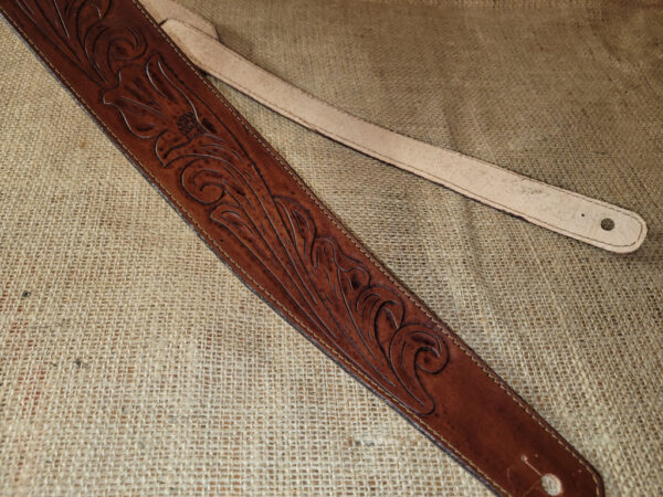 Hand tooled leather guitar strap